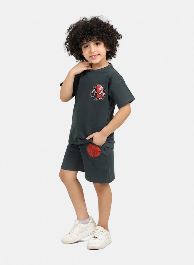 ريمينت طقم شورت الرجل العنكبوت للاولاد نبيتي فاتح - Image 1