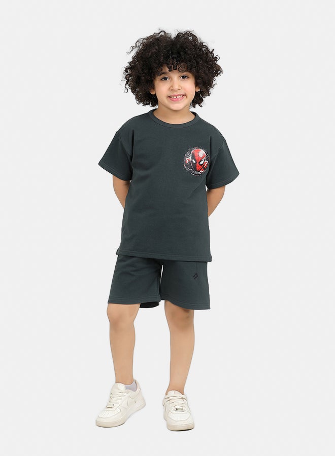 ريمينت طقم شورت الرجل العنكبوت للاولاد نبيتي فاتح - Image 2