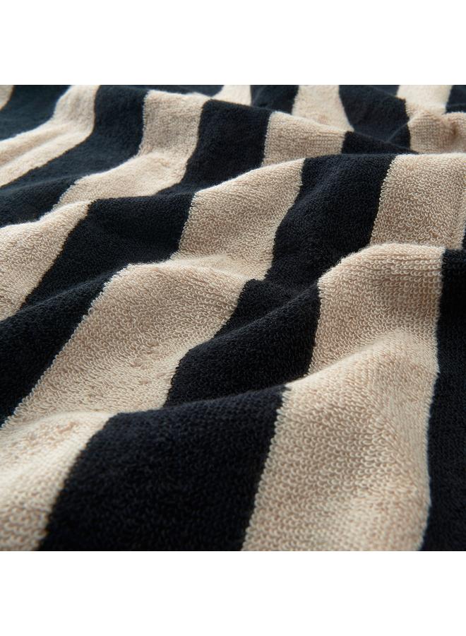 erorex Bath Towel, Black/Light Beige Striped, 70X140 Cm - Image 2