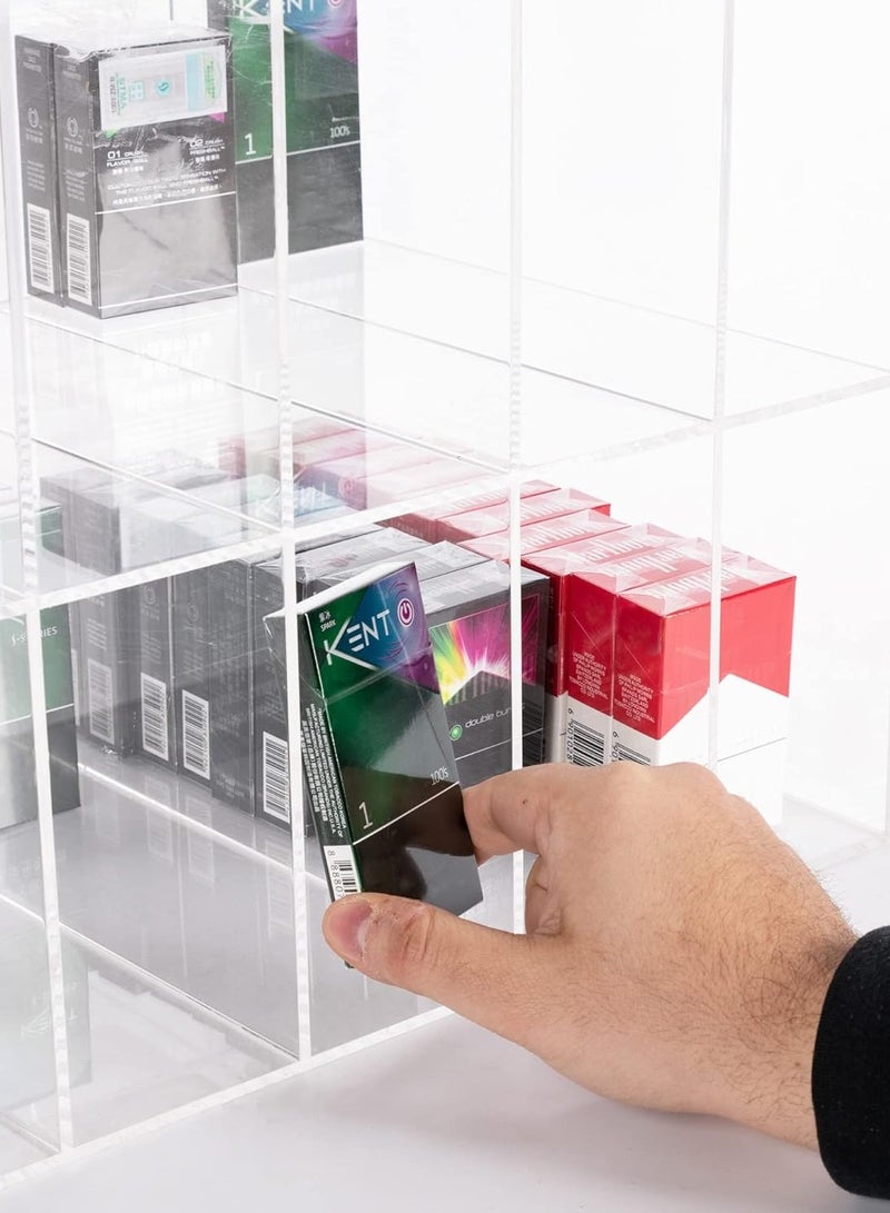 Eworld Clear Acrylic Wall-Mounted Display Case with 18 Compartments, Perfect for Showcasing Miniature Toys, Crystals, and Stones, Features Wall Mountable and Freestanding Design. - Image 4