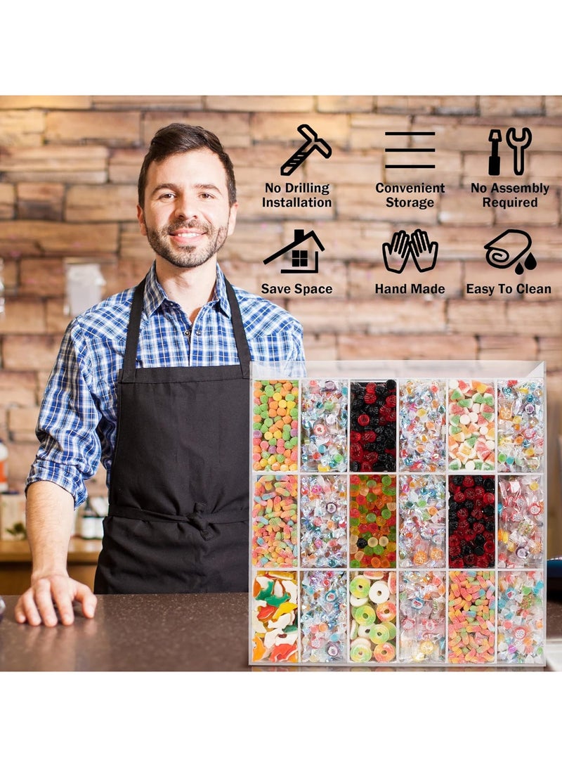 Eworld Clear Acrylic Wall-Mounted Display Case with 18 Compartments, Perfect for Showcasing Miniature Toys, Crystals, and Stones, Features Wall Mountable and Freestanding Design. - Image 5