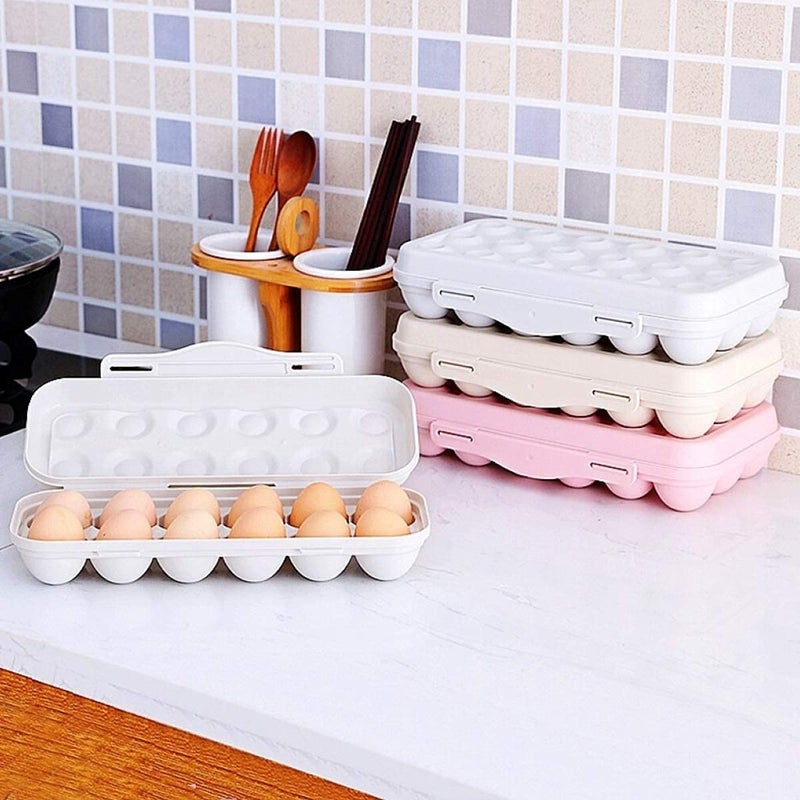 HARIHUB 18 Compartment Egg Storage Box with Lid Egg Preservation Box Buckle Design Egg Storage Box Freestanding Egg Tray Suitable for Home Refrigerator Outdoor 1 Pieces - Image 2