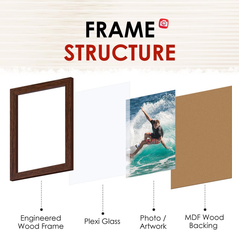 FIXSMITH 4x6 Picture Frame Bulk-4 Pack  Photo Frame 4x6 with HD Plexiglass  Brown Picture Frames Collage Wall Decor  Wall & Tabletop Picture Frames - Image 3