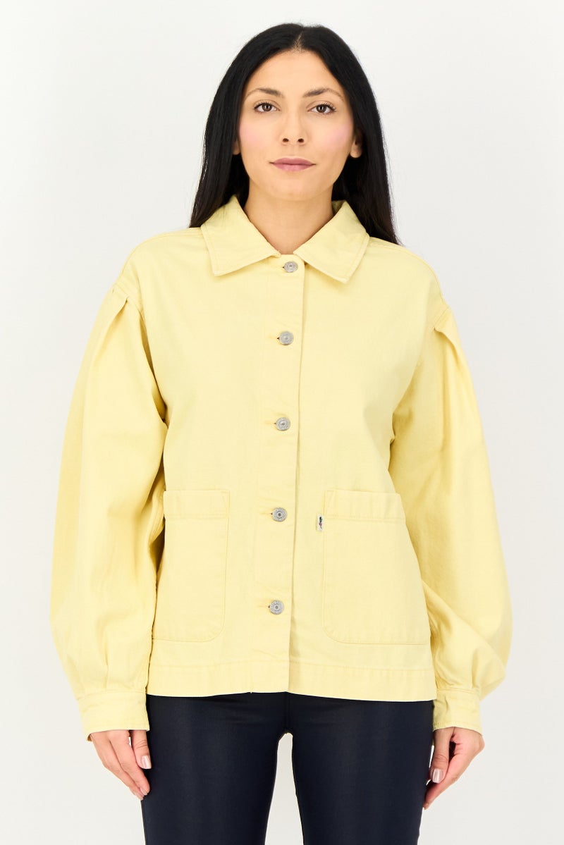 Levi's Women Plain Denim Jacket, Yellow - Image 1