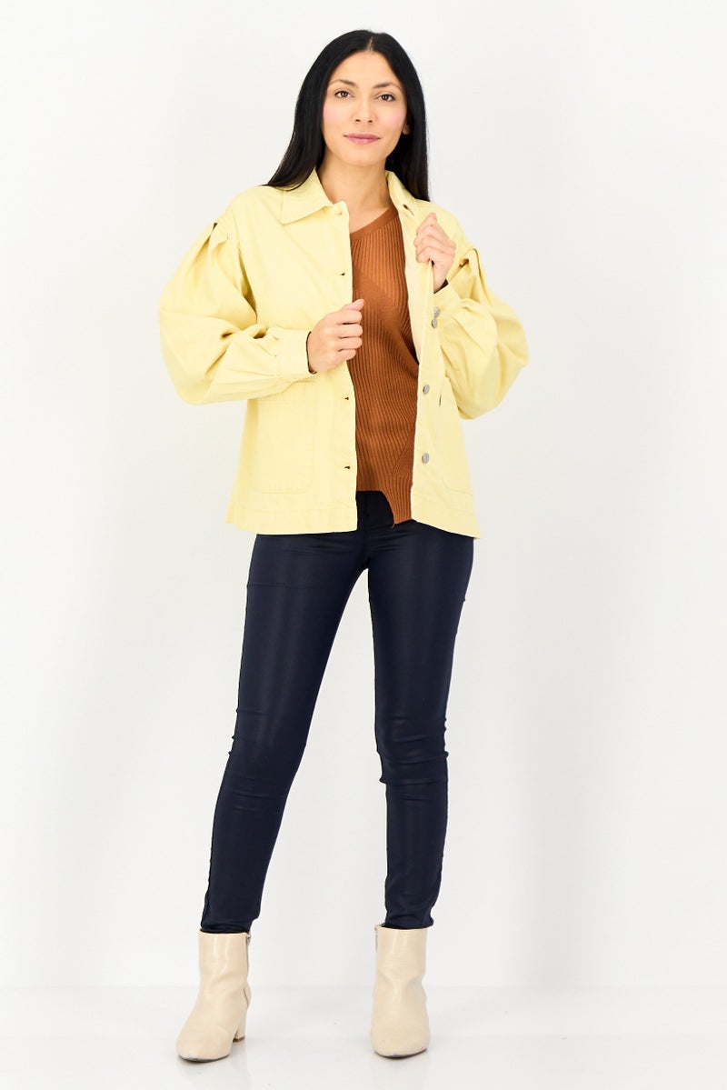 Levi's Women Plain Denim Jacket, Yellow - Image 4