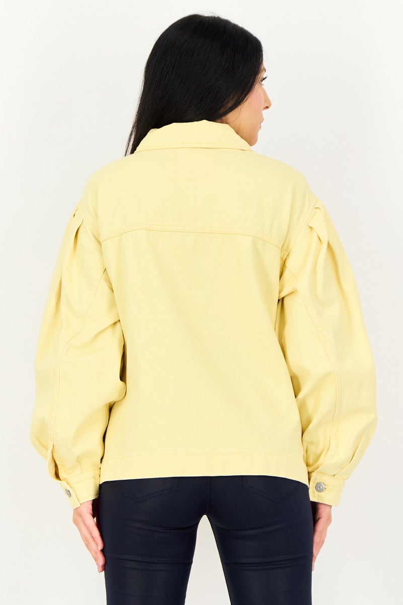 Levi's Women Plain Denim Jacket, Yellow - Image 3