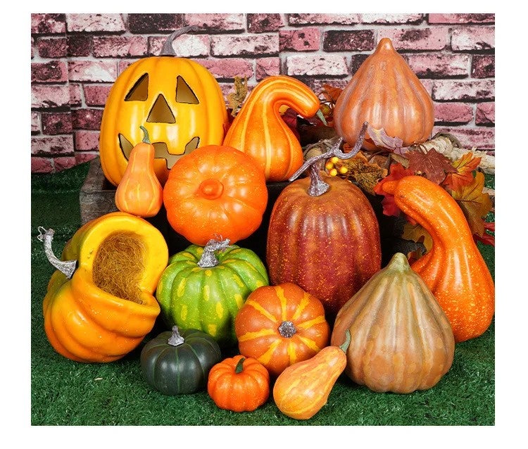Bluejw L06735 Halloween Pumpkin Decor - Artificial Fruits and Vegetables Shop Decoration, Realistic Fake Vegetables for Fall Harvest Display - Image 4