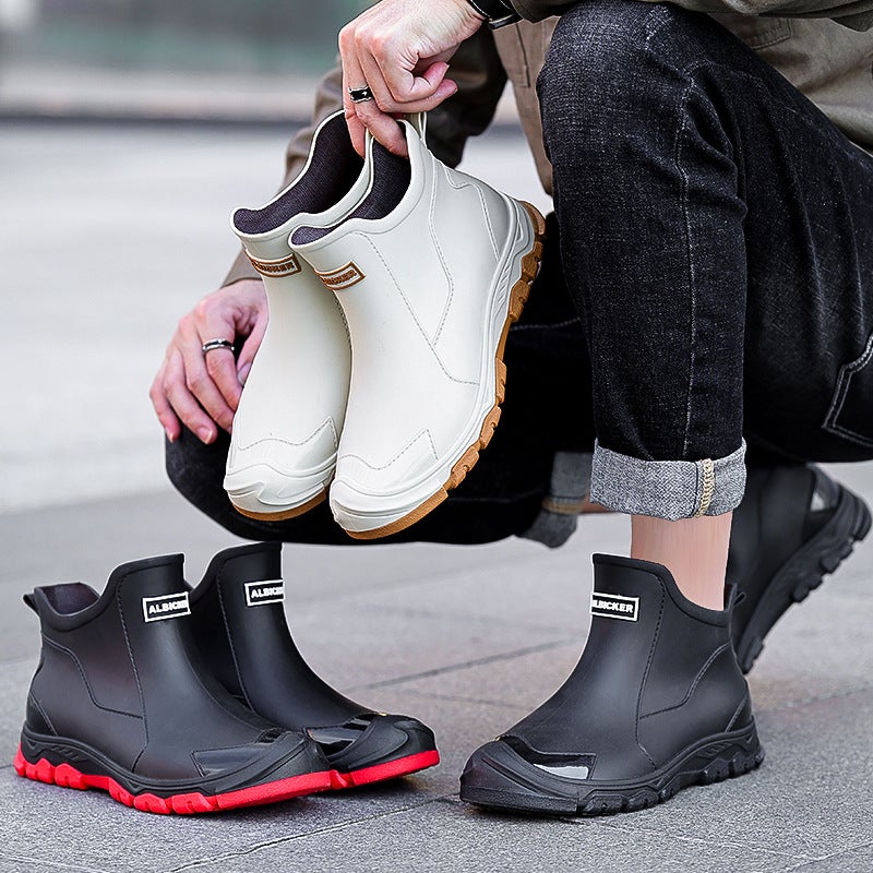 Chinese Style Black Rain Boots Extra Large Size 36-48 Short Rain Boots Outdoor Thick-Soled Wading Boots Korean Style Men'S And Women'S Non-Slip Shoes - Image 3