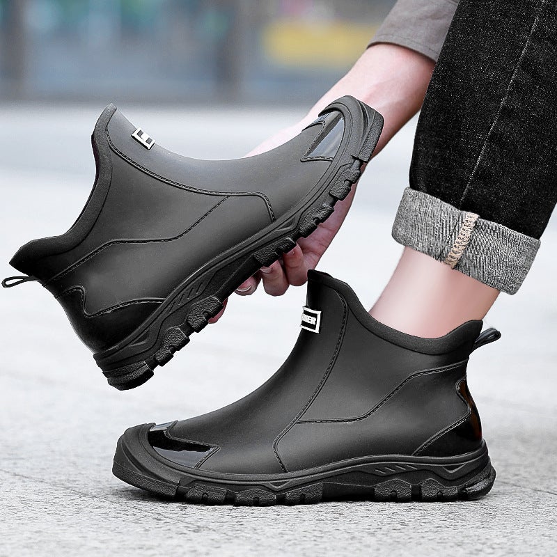Chinese Style Black Rain Boots Extra Large Size 36-48 Short Rain Boots Outdoor Thick-Soled Wading Boots Korean Style Men'S And Women'S Non-Slip Shoes - Image 5