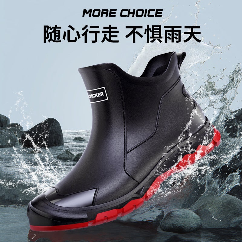 Chinese Style Black Rain Boots Extra Large Size 36-48 Short Rain Boots Outdoor Thick-Soled Wading Boots Korean Style Men'S And Women'S Non-Slip Shoes - Image 4