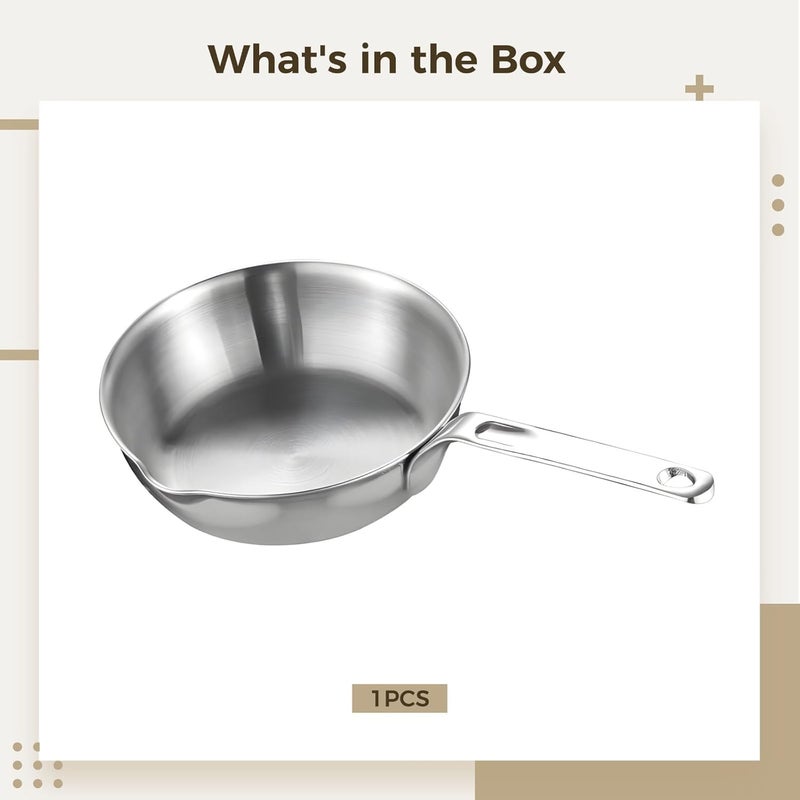 316 Stainless Steel Mini Butter Melter Pot, Sauce Pan for Gas & Induction Cooking, Dual Pour Spouts & Ergonomic Handle - Image 4