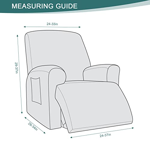 Ruaozz Recliner Sofa Covers Recliner Chair Covers Recliner Covers for Reclining Chair with Pockets Washable Furniture Protector with Elastic Bottom (1 Seater, Brown) - Image 2