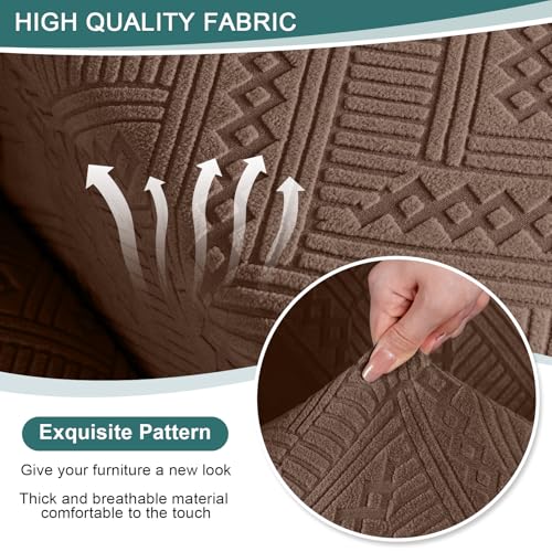Ruaozz Recliner Sofa Covers Recliner Chair Covers Recliner Covers for Reclining Chair with Pockets Washable Furniture Protector with Elastic Bottom (1 Seater, Brown) - Image 3