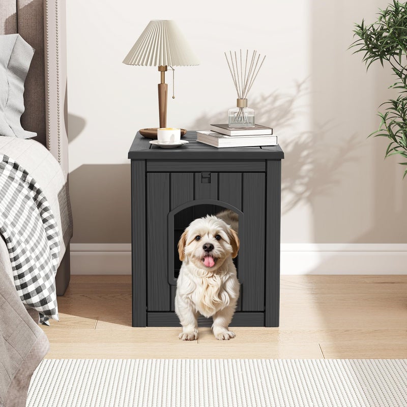 Fancyango Outdoor & Indoor Dog House for Weatherproof and Stylish Furniture, Dog House Outdoor, Multi - Use for Small and Medium Dogs (Classic Black, 22.8" L Ã— 17.7" W Ã— 21.7" H) - Image 3