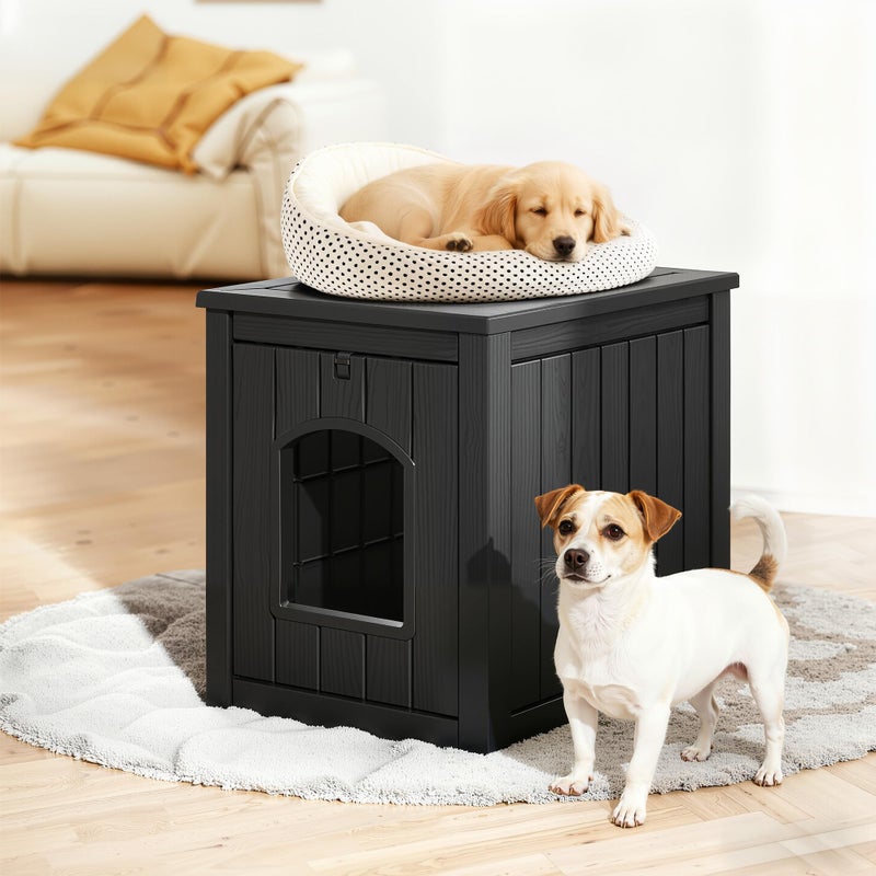 Fancyango Outdoor & Indoor Dog House for Weatherproof and Stylish Furniture, Dog House Outdoor, Multi - Use for Small and Medium Dogs (Classic Black, 22.8" L Ã— 17.7" W Ã— 21.7" H) - Image 1