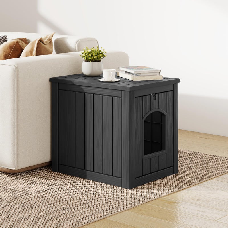 Fancyango Outdoor & Indoor Dog House for Weatherproof and Stylish Furniture, Dog House Outdoor, Multi - Use for Small and Medium Dogs (Classic Black, 22.8" L Ã— 17.7" W Ã— 21.7" H) - Image 2