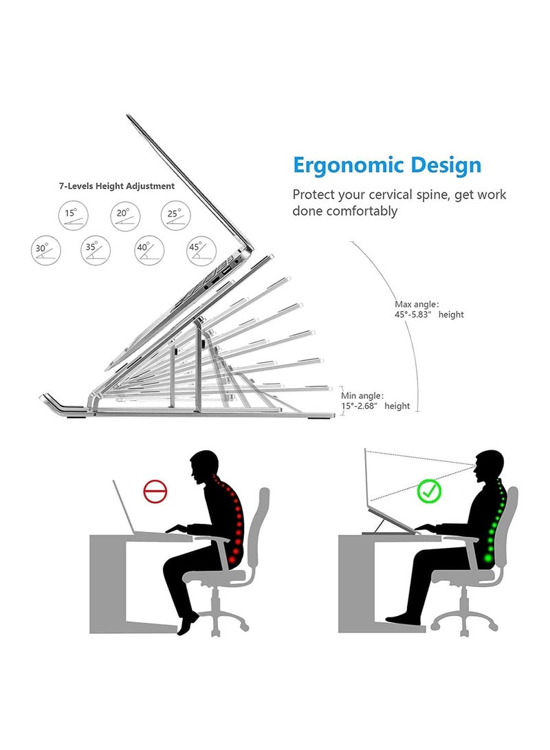 Adjustable Laptop Stand, Portable Aluminium Laptop Riser Laptop Holder for Desk, Foldable Ventilated Cooling Computer Support Stand - Image 2