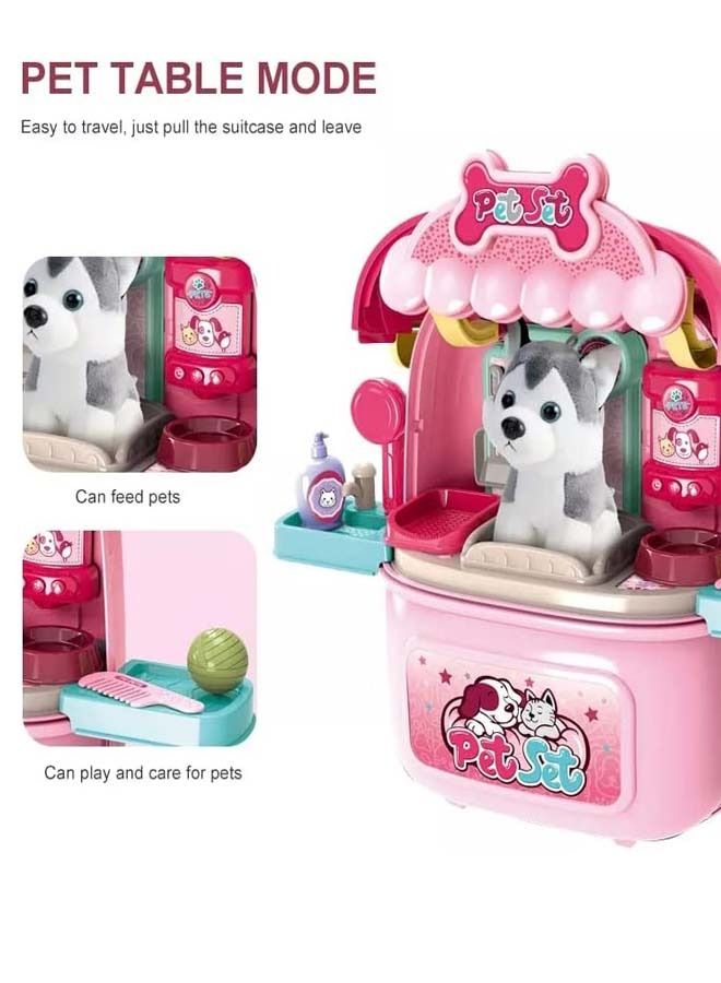 BAYBEE 2 in 1 Trolley Dog Pet care Doctor Set for Kids with Backpack Dog Care Doctor Playset Pretend Play Toys Pretend Role Play Toys Medical Doctor Play Set Toy For Kids 2+ Years Boys Girls Pink  - Image 5