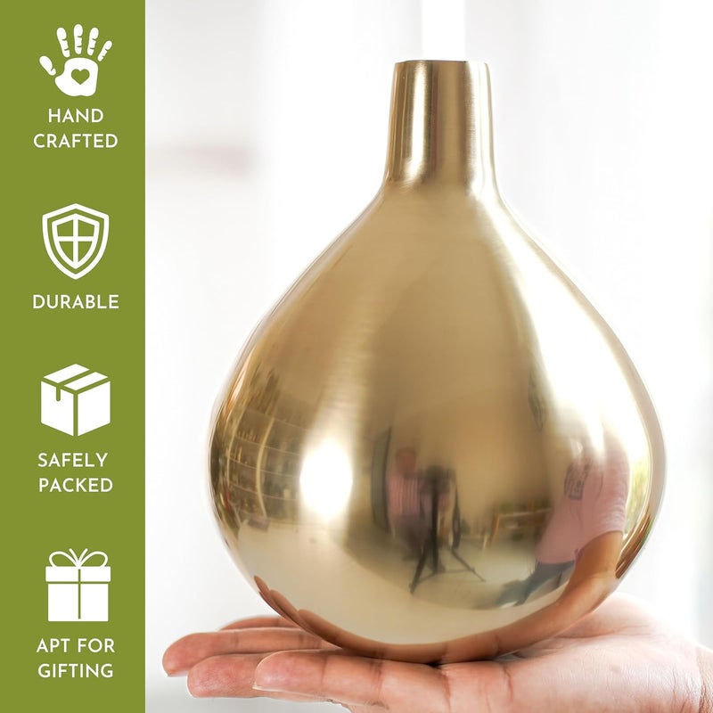 Behoma Metal Golden Flower Vase for Home Decor Bedroom Living Room Office Wedding Table Decorative Item for Festivals Birthday Gold Tall Vase Flower Not Included - Image 2