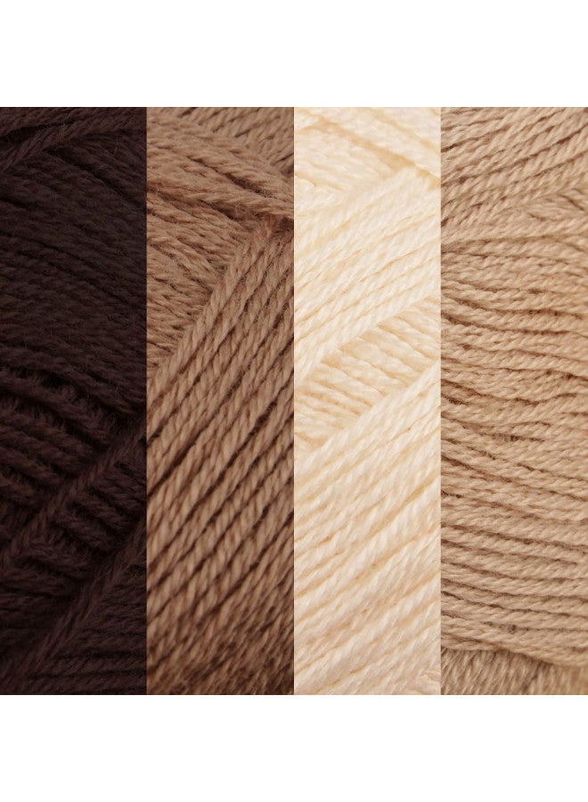 BambooMN JubileeYarn Baby Soft Bamboo Cotton Yarn - 50g/Skein - Shades of Brown - 4 Skeins - Image 1