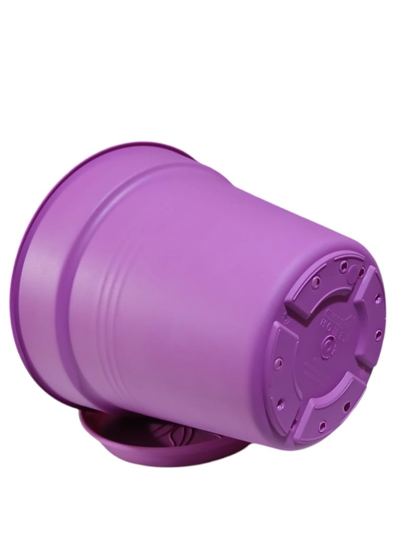 19cm Round Planter with Plate - 4 Pieces - Color (fushia) - Image 4