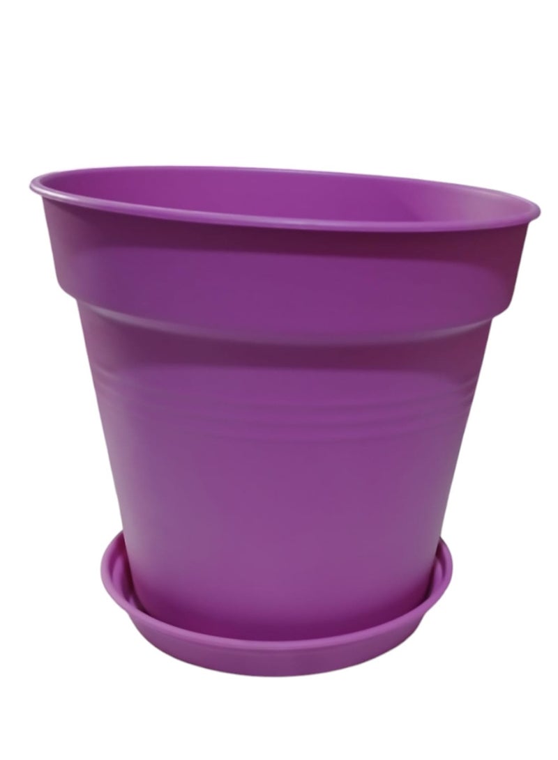 19cm Round Planter with Plate - 4 Pieces - Color (fushia) - Image 3
