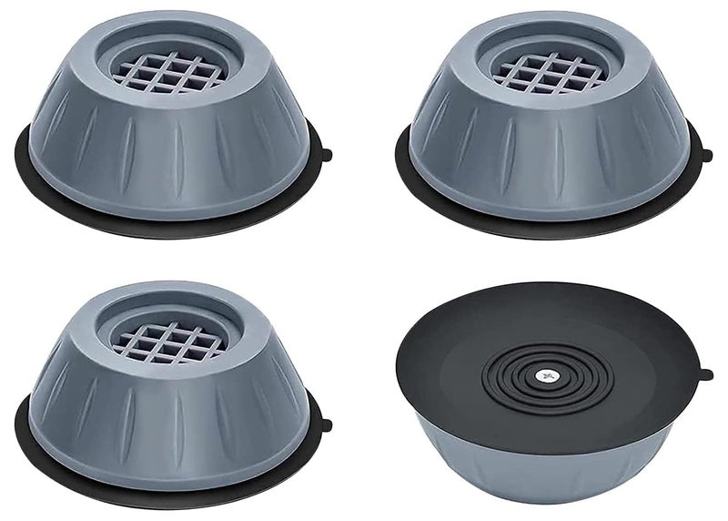 Shop4Ever Washing Machine Anti Vibration Stand Pads (Set of 4) | Plastic & Rubber Anti-Slip Base | Shock Absorber Feet for Front/Top Load | for Fridge & Appliances - Image 1