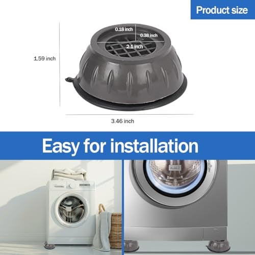 Shop4Ever Washing Machine Anti Vibration Stand Pads (Set of 4) | Plastic & Rubber Anti-Slip Base | Shock Absorber Feet for Front/Top Load | for Fridge & Appliances - Image 4