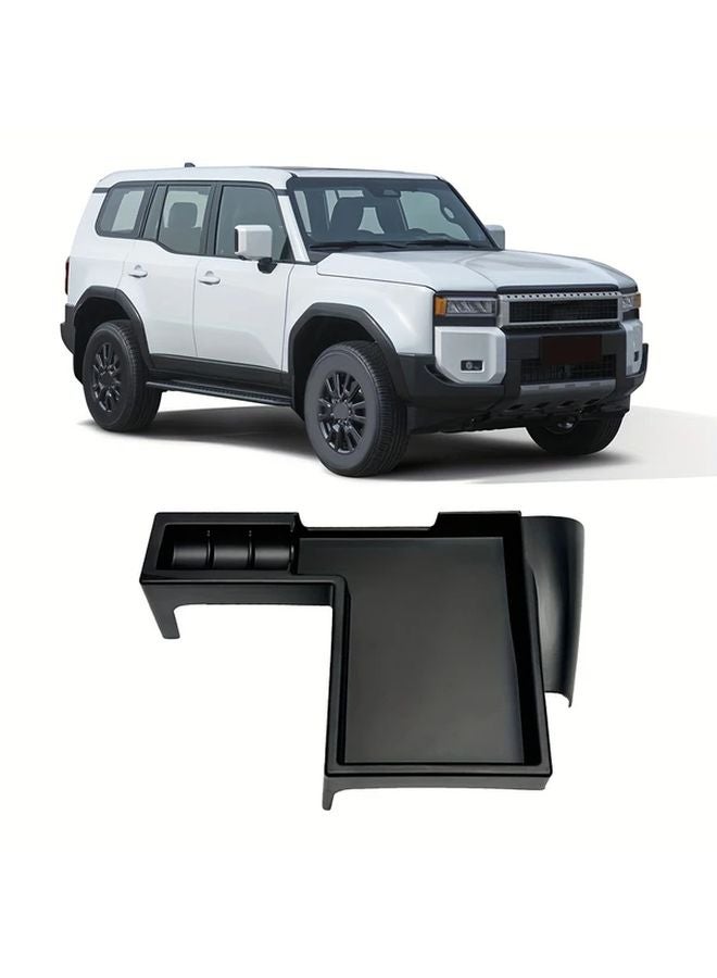 Black Gear Shift Console Storage Box Organizer With Wireless Charging For Prado LC250 - Image 2