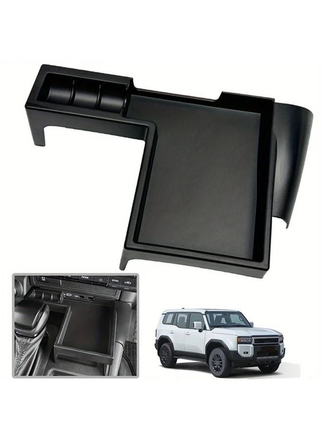 Black Gear Shift Console Storage Box Organizer With Wireless Charging For Prado LC250 - Image 5
