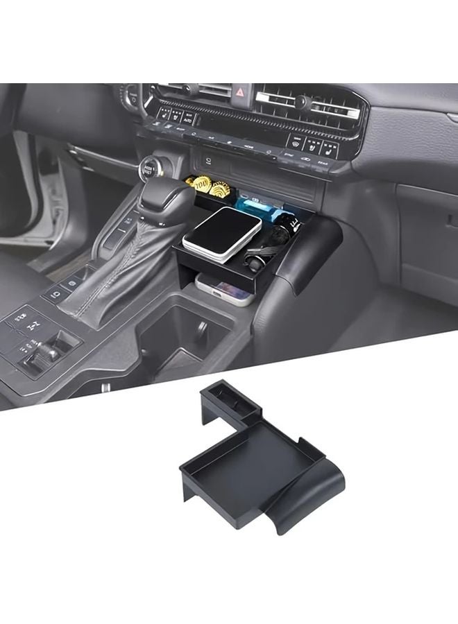 Black Gear Shift Console Storage Box Organizer With Wireless Charging For Prado LC250 - Image 3