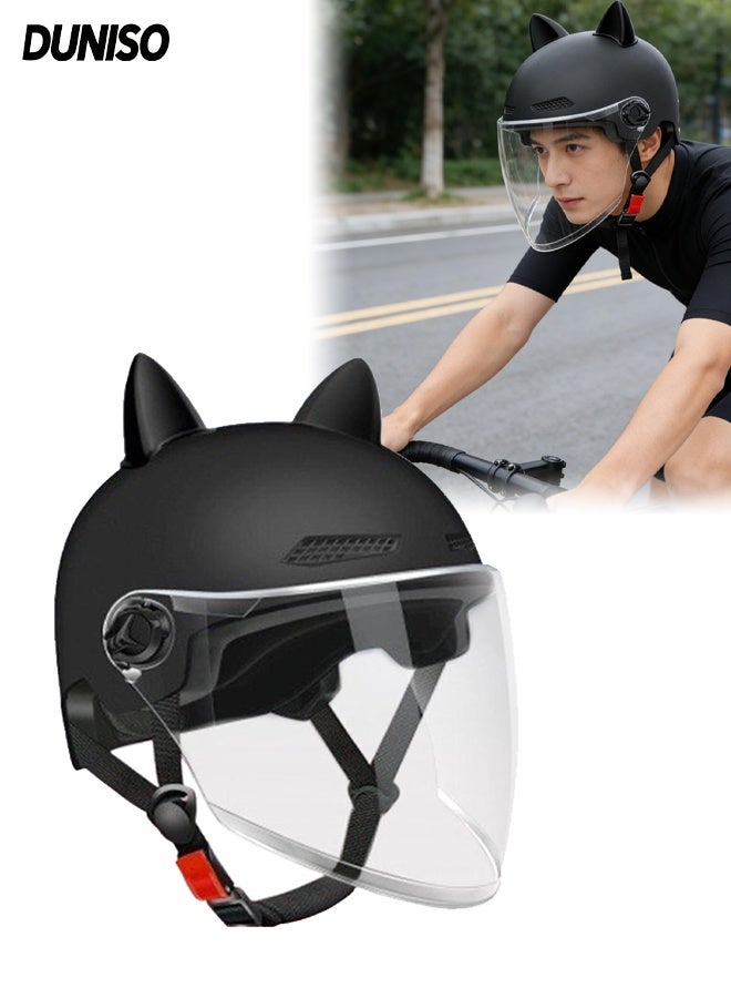 DUNISO Electric Scooter Helmet,Adjustable Riding Bike Helmet,Drop Resistant Half Scooter Helmets,with Visor,Highly Protective Shock Absorbing,for Adult Riding Biking Motorcycle Bicycle Skateboard Scooter - Image 1