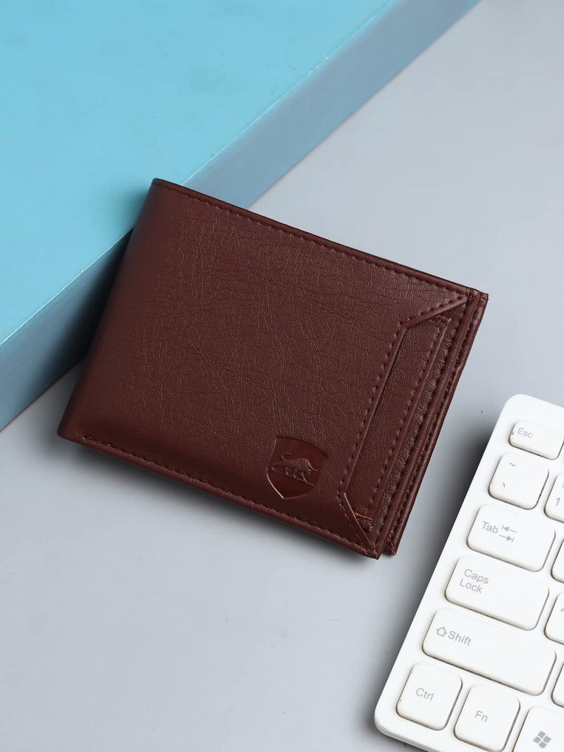 SAMTROH Men's Slider ATM Design PU Leather Wallet | 6 Card Slots, 2 Currency Compartments, Secret Pocket, Coin Pocket and ID Slot | Stylish Bifold Wallet for Men and Boys | Gents Purse (Brown) - Image 2