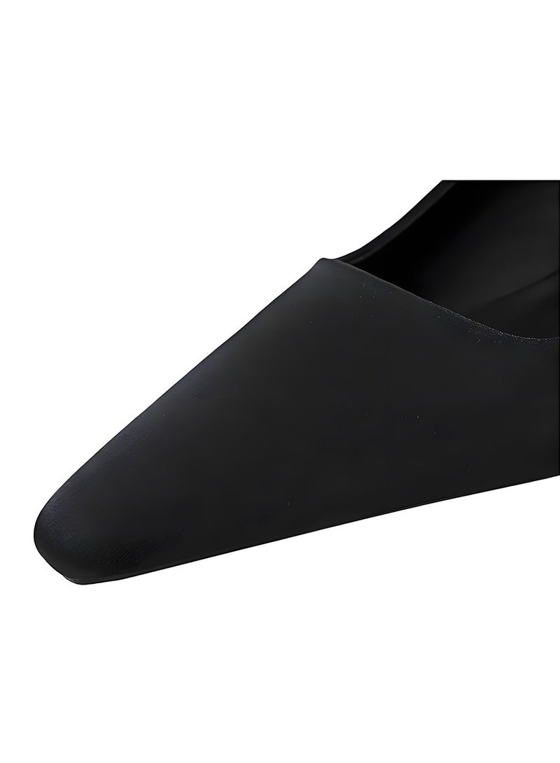 BIGTREE Women's Closed Pointed Toe Pumps Slingback Low Heels With Ankle Straps Sandals Black 3CM - Image 5