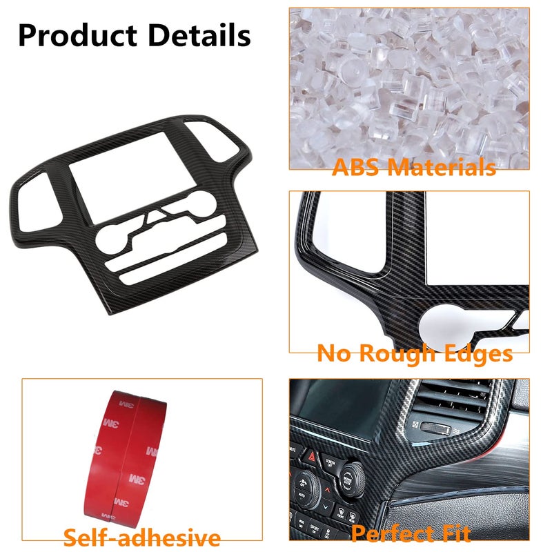 YOCTM Dashboard GPS Navigation Panel Trim Full Cover for 2014-2018 Jeep Grand Cherokee SRT8 ABS Interior Mouldings Black Carbon Fiber Look Car Styling 1-Pack - Image 5
