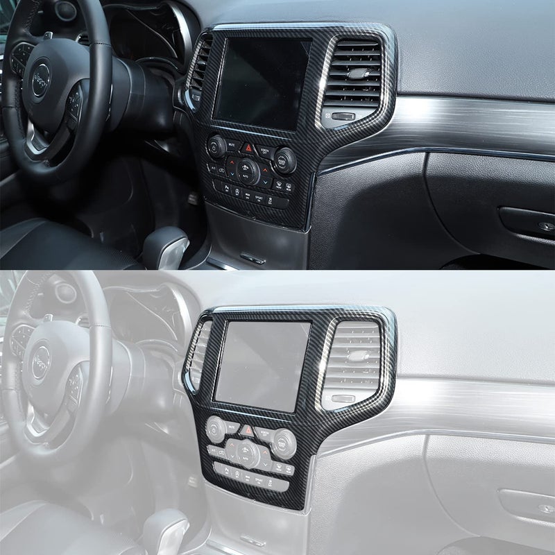 YOCTM Dashboard GPS Navigation Panel Trim Full Cover for 2014-2018 Jeep Grand Cherokee SRT8 ABS Interior Mouldings Black Carbon Fiber Look Car Styling 1-Pack - Image 4
