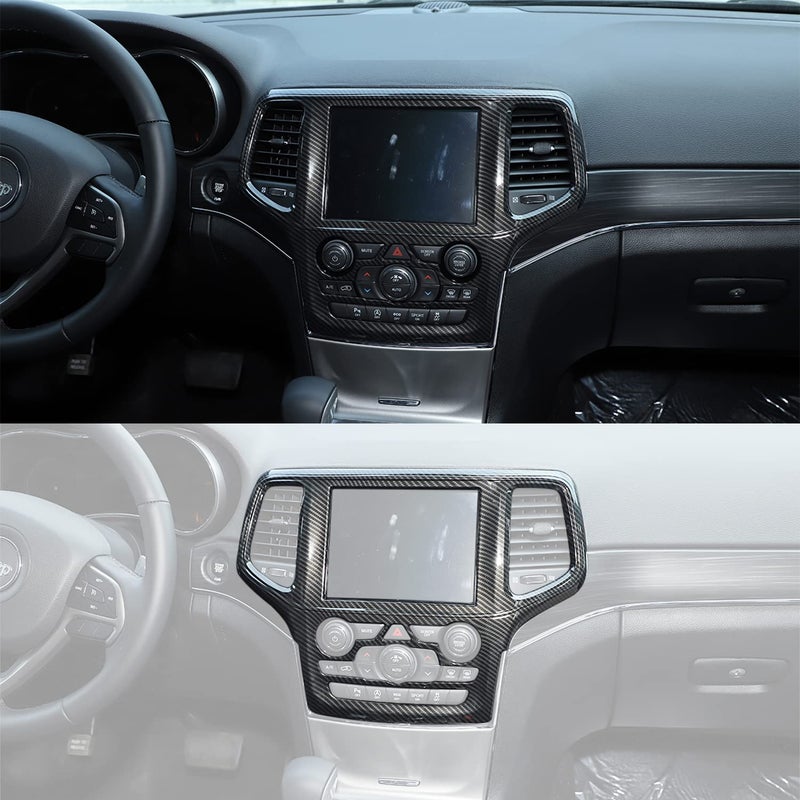 YOCTM Dashboard GPS Navigation Panel Trim Full Cover for 2014-2018 Jeep Grand Cherokee SRT8 ABS Interior Mouldings Black Carbon Fiber Look Car Styling 1-Pack - Image 3
