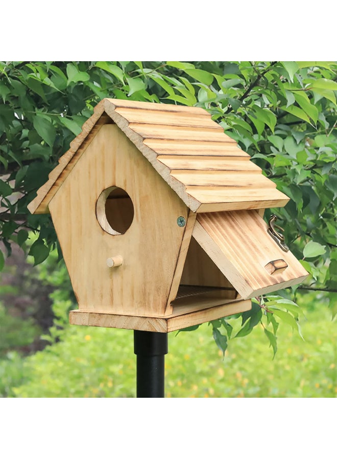 Wooden Outdoor Birdhouse for Small Birds, Hanging Nesting Box with Cleaning  Door - Image 3