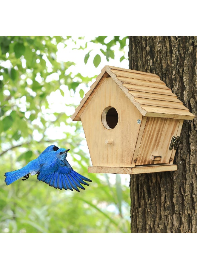Wooden Outdoor Birdhouse for Small Birds, Hanging Nesting Box with Cleaning  Door - Image 5