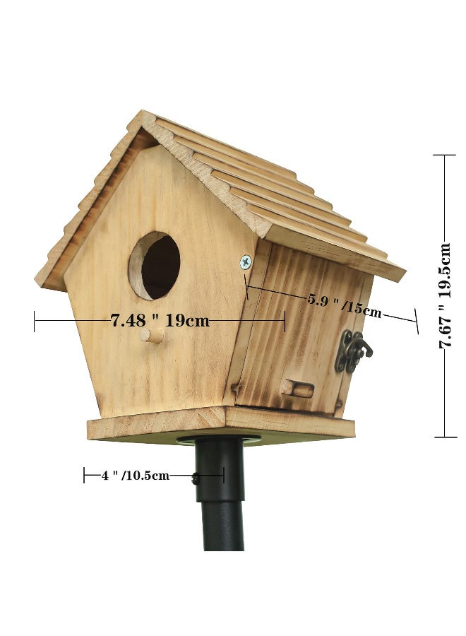 Wooden Outdoor Birdhouse for Small Birds, Hanging Nesting Box with Cleaning  Door - Image 4