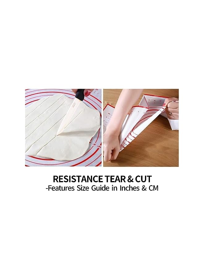 S-TOP Baking Mat, Non Stick Silicon Rolling Pastry Mat,Kneading Pad Sheet Glass Fiber Rolling Dough Large Size For Cake Macaron Kitchen Tools, Red,White, Sk3C3001-Baking - Image 4