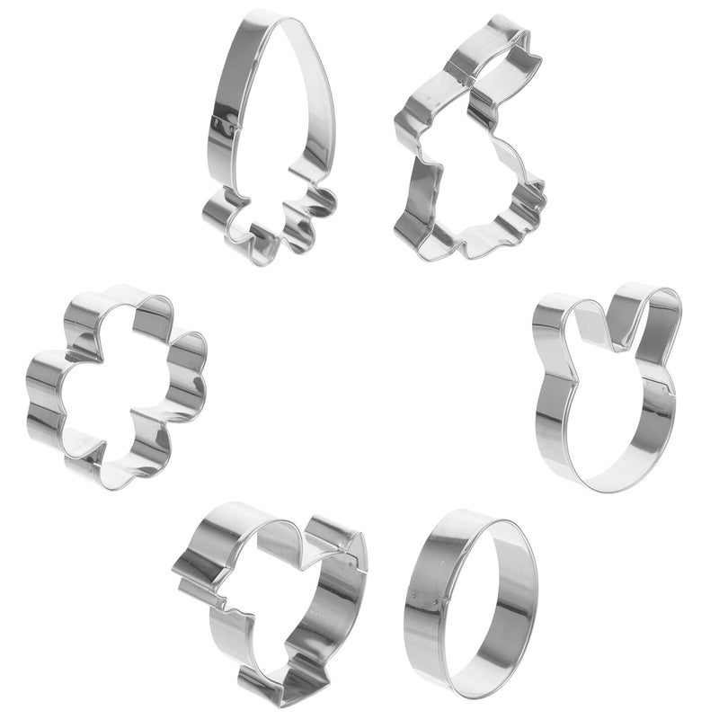 Stainless Steel Cookie Cutters Set 6pcs Easter Animal Shapes Bunny Duck Egg Carrot - Image 2