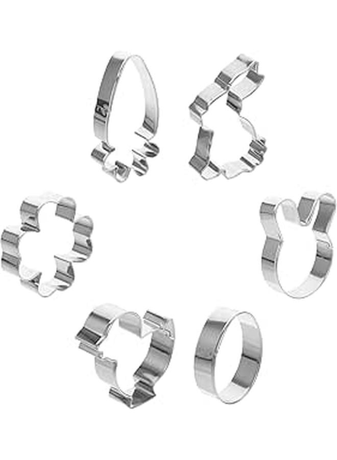 Stainless Steel Cookie Cutters Set 6pcs Easter Animal Shapes Bunny Duck Egg Carrot - Image 1