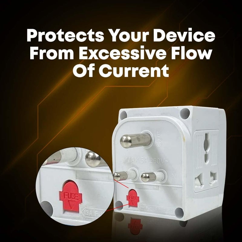 EMBOX مقبس متعدد 3 دبابيس ومقبس 2 دبابيس و3 دبابيس مع مفتاح فردي وغطاء أمان ومؤشر LED - مجموعة محول متعددة للمكتب المنزلي والسفر - 5A-250V (عبوة من 2) - Image 4