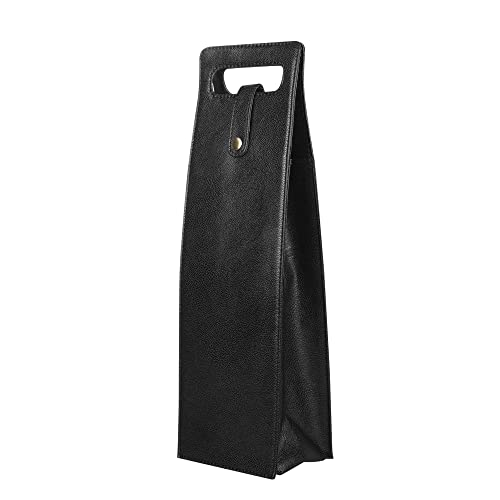 Anything & Everything Faux Vegan Leather Wine Bottle Holder, Wine Bag, Hot/Cold Container Cover/Case Bag, Bottle Carry Bag - Black - Image 2