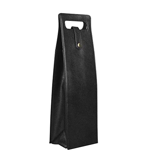 Anything & Everything Faux Vegan Leather Wine Bottle Holder, Wine Bag, Hot/Cold Container Cover/Case Bag, Bottle Carry Bag - Black - Image 4