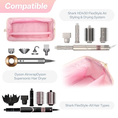 dadop Shark Flex Style Travel Case for Dyson Hair Dryer Airwrap, Quilted Hair Tools Travel Bag Organizer Accessories Holder, Curling Iron Carrying Case for Shark Dyson Revlon (Spliced Flower) - Image 3