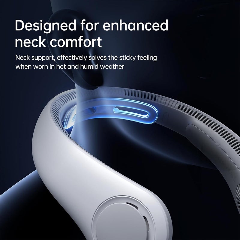 JISULIFE Portable Neck Fan Hands-Free Wearable with 5 Speeds, 5000mAh Bladeless Rechargeable Cooling Fan for Indoor Outdoor, Women Men - Misty Gray - Image 2
