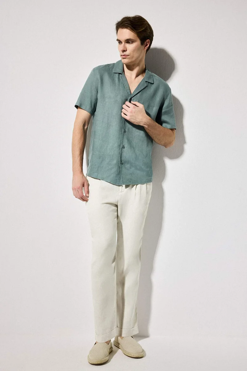 ديفاكتو Relax Fit Linen Trousers