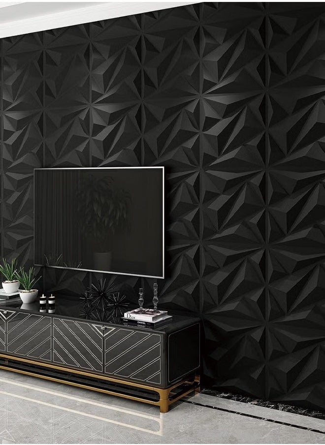 أوكاسا 12 قطعة 3D لوحة الحائط 3D محكم PVC خلفية الماس تصميم غطاء الحائط الزخرفية لغرفة المعيشة ، اللوبي ، غرفة النوم ، المكتب. 30x30 سم - أسود  - Image 3